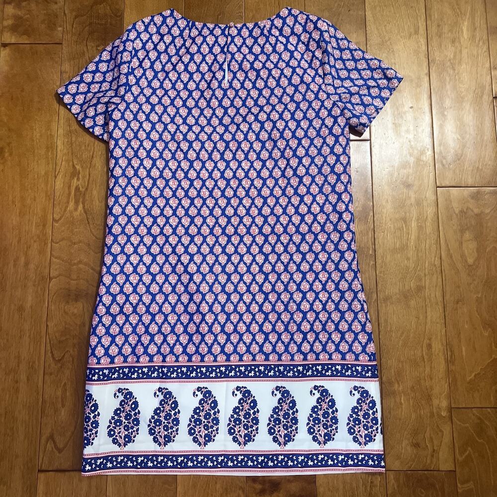 J.Crew Factory Paisley Shift Dress Size 4 Blue Preppy Coastal Old Money Mini - Picture 7 of 12